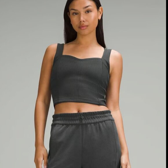 Lululemon Ribbed Softstreme Sweetheart Tank Top Black Size L - Picture 1 of 10